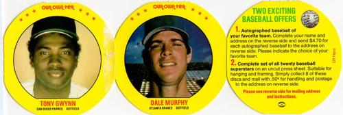 1987 Our Own Tea Discs - Panels #15-16 Dale Murphy / Tony Gwynn Front
