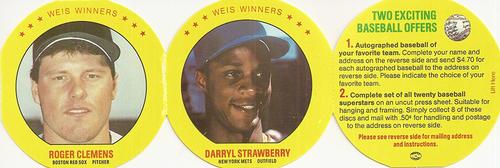 1987 Weis Winners Discs - Panels #1-2 Darryl Strawberry / Roger Clemens Front