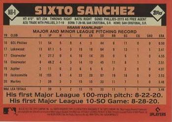 2021 Topps - 1986 Topps Baseball 35th Anniversary Green (Series Two) #86B-8 Sixto Sanchez Back