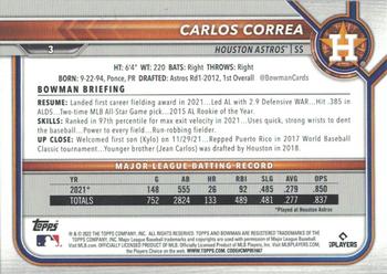 2022 Bowman #3 Carlos Correa Back