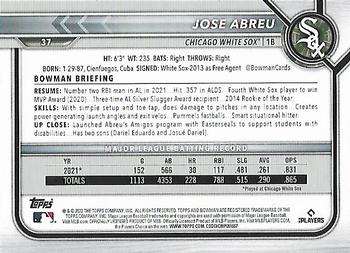 2022 Bowman #37 Jose Abreu Back