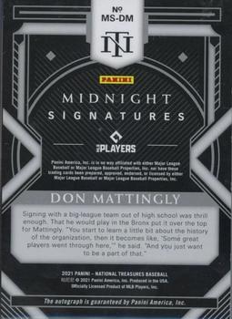 2021 Panini National Treasures - Midnight Signatures #MS-DM Don Mattingly Back