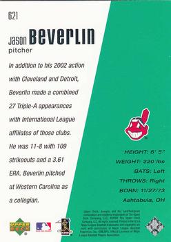 2002 Upper Deck Rookie Update - 2002 Upper Deck Diamond Collection Update #621 Jason Beverlin Back