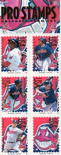 1996 Pro Stamps - Uncut Sheets #056-060 Kenny Lofton / Albert Belle / Eddie Murray / Manny Ramirez / Charles Nagy / Indians Logo Front