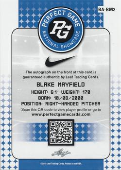 2018 Leaf Perfect Game National Showcase - Black #BA-BM2 Blake Mayfield Back