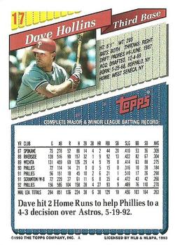 1993 Topps #17 Dave Hollins Back
