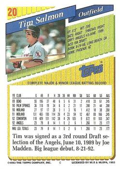 1993 Topps #20 Tim Salmon Back