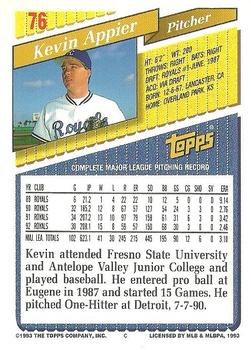 1993 Topps #76 Kevin Appier Back