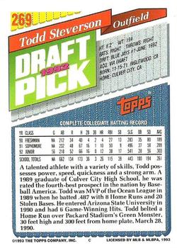 1993 Topps #269 Todd Steverson Back