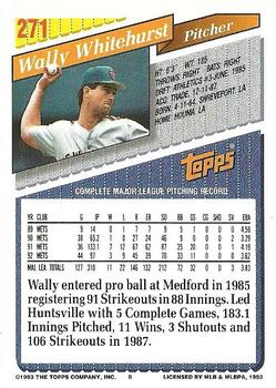 1993 Topps #271 Wally Whitehurst Back