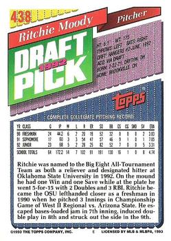 1993 Topps #438 Ritchie Moody Back