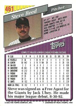 1993 Topps #461 Steve Reed Back