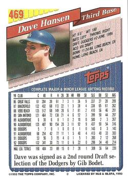 1993 Topps #469 Dave Hansen Back