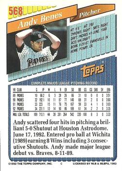 1993 Topps #568 Andy Benes Back