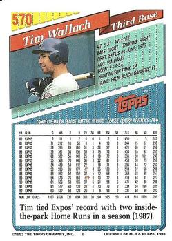 1993 Topps #570 Tim Wallach Back