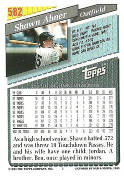 1993 Topps #582 Shawn Abner Back