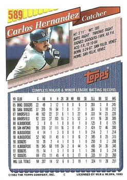 1993 Topps #589 Carlos Hernandez Back