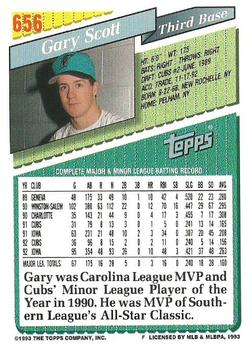 1993 Topps #656 Gary Scott Back