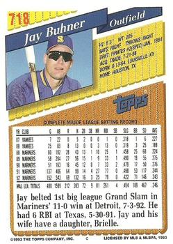 1993 Topps #718 Jay Buhner Back