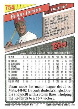 1993 Topps #754 Brian Jordan Back
