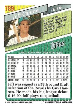 1993 Topps #789 Jeff Conine Back
