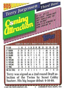 1993 Topps #805 Terry Jorgensen Back