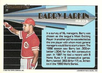 1993 Topps - Black Gold #11 Barry Larkin Back