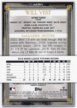 2021 Topps Gallery - Rookies Autographs #RA-WV Will Vest Back