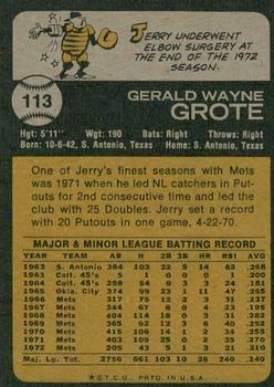 2022 Topps Heritage - 50th Anniversary Buybacks #113 Jerry Grote Back