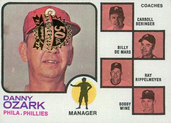 2022 Topps Heritage - 50th Anniversary Buybacks #486 Phillies Field Leaders (Danny Ozark / Carroll Beringer / Billy DeMars / Ray Rippelmeyer / Bobby Wine) Front