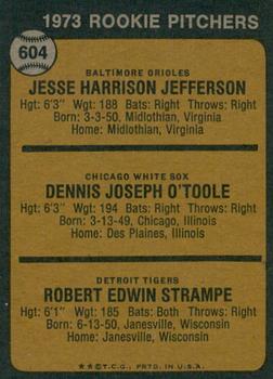 2022 Topps Heritage - 50th Anniversary Buybacks #604 1973 Rookie Pitchers (Jesse Jefferson / Dennis O'Toole / Bob Strampe) Back