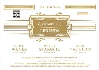 2021 Panini Flawless - Triple Legendary Materials Emerald #TLM-WSV Lloyd Waner / Willie Stargell / Arky Vaughan Back