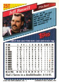 1993 Topps Traded #25T Jeff Russell Back