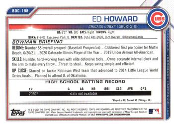2021 Bowman Draft - Chrome Yellow Lava Refractor #BDC-198 Ed Howard Back
