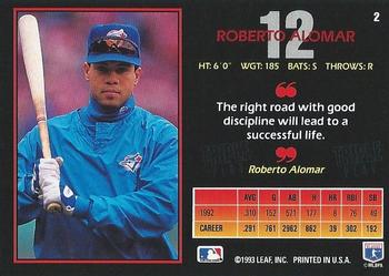 1993 Triple Play #2 Roberto Alomar Back