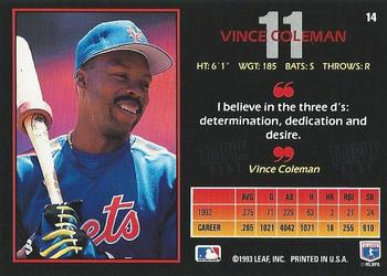 1993 Triple Play #14 Vince Coleman Back