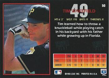 1993 Triple Play #50 Tim Wakefield Back