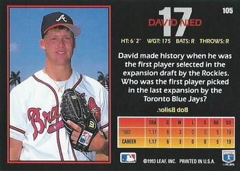 1993 Triple Play #105 David Nied Back