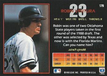 1993 Triple Play #179 Robin Ventura Back