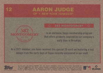 2020-21 Topps 582 Montgomery Club Set 5 #12 Aaron Judge Back