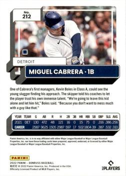 2022 Donruss #212 Miguel Cabrera Back
