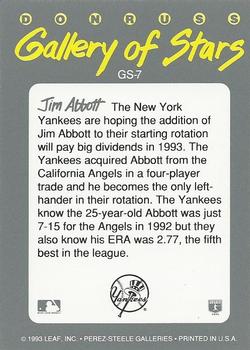 1993 Triple Play - Gallery of Stars #GS-7 Jim Abbott Back