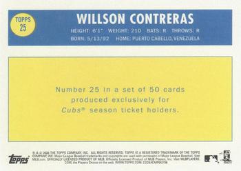 2020 Topps Chicago Cubs Season Ticket Holders #25 Willson Contreras Back