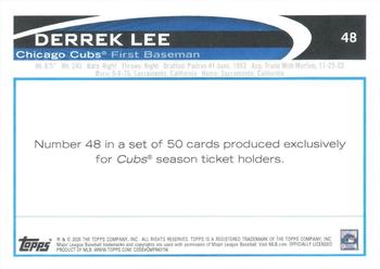 2020 Topps Chicago Cubs Season Ticket Holders #48 Derrek Lee Back