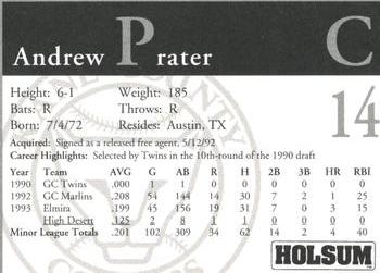 1994 Kane County Cougars #NNO Andrew Prater Back