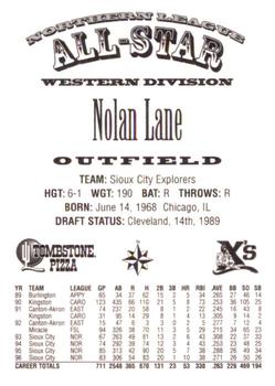 1997 Northern League All-Stars #NNO Nolan Lane Back