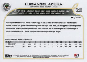 2022 Topps Pro Debut #PD-111 Luisangel Acuña Back