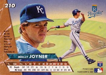 1993 Ultra #210 Wally Joyner Back