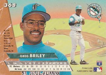 1993 Ultra #368 Greg Briley Back