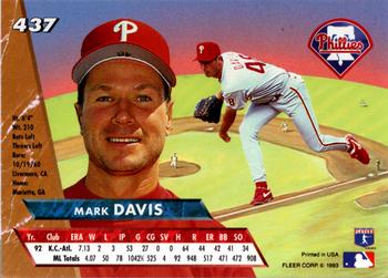 1993 Ultra #437 Mark Davis Back